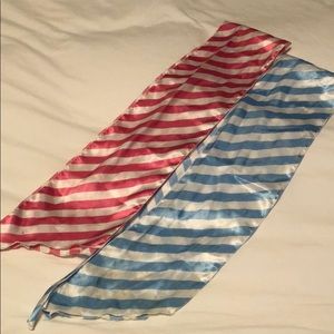 Pink and blue satin scarfs